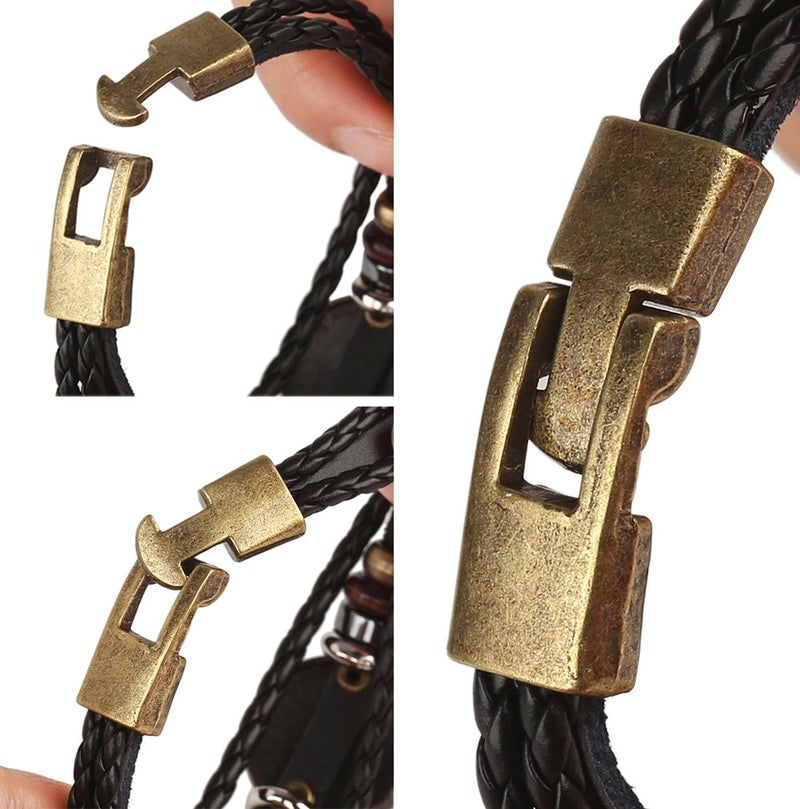 Hamoery Punk Alloy Leather Bracelet For Men Constellation Braided Rope Bracelet Bangle Wristband(Libra) - Image 3